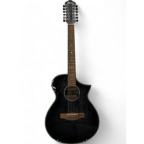 Ibanez Used 2019 Ibanez AEWC4012FM Trans Black 12 String Acoustic Electric Guitar Trans Black