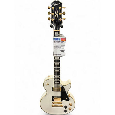 Used 2020 Epiphone Les Paul Custom Pro Alpine White Solid Body Electric Guitar
