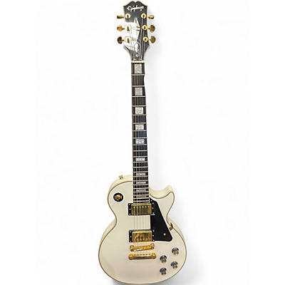 Used 2020 Epiphone Les Paul Custom White Solid Body Electric Guitar
