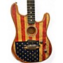 Used 2020 Fender American Acoustasonic Stratocaster FLAG PRINT Acoustic Electric Guitar FLAG PRINT