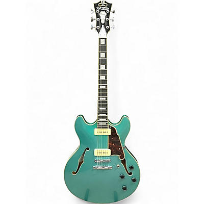 Used 2020s D'Angelico Premier Series DC P-90 Ocean Turquoise Hollow Body Electric Guitar