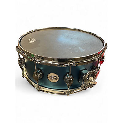 Used 2020s DW 6X14 Design Series Snare Metallic Aqua Marine Drum