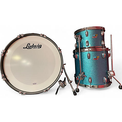 Ludwig Used 2020s Ludwig 3 piece Custom Classic Maple Teal Blue Sparkle Drum Kit Teal Blue Sparkle