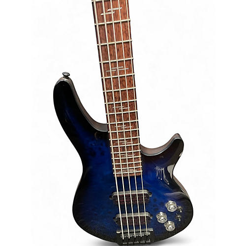 Used 2020s Schecter Guitar Research Omen Elite 5 String Blue Burst Electric Bass Guitar Blue Burst