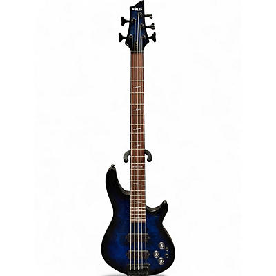 Used 2020s Schecter Guitar Research Omen Elite 5 blue burl Electric Bass Guitar