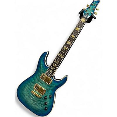 Used 2020s Schecter Guitar Research Omen Extreme 6 Ocean Blue Burst Solid Body Electric Guitar