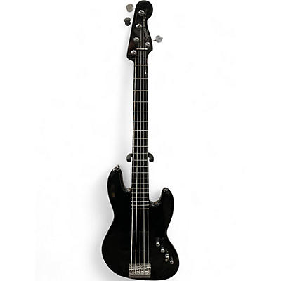 Used 2020s Squier Deluxe Jazz Bass Active V 5 String Black Electric Bass Guitar