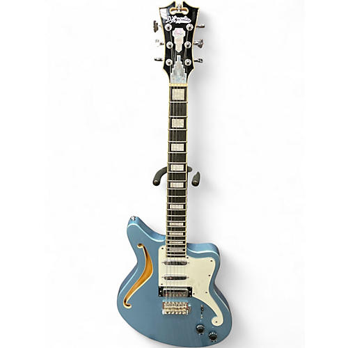 Used 2021 D'Angelico Premier Bedford SH Ice Blue Metallic Hollow Body Electric Guitar Ice Blue Metallic