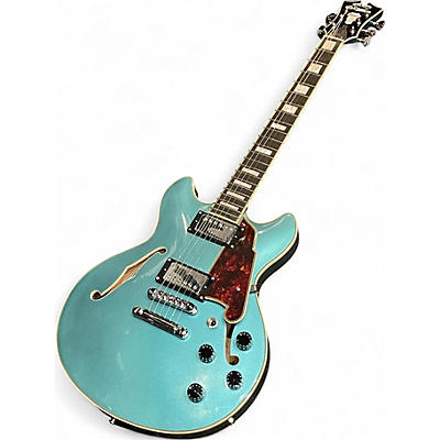 Used 2021 D'Angelico Premier Series DC Ocean Turquoise Hollow Body Electric Guitar
