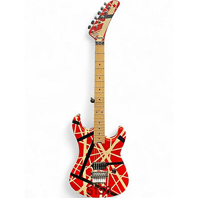 Used 2021 EVH Striped Series 5150 Red with Black and White Stripes Solid Body Electric Guitar
