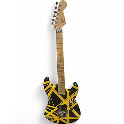Used 2021 EVH Striped Series Black and Yellow Solid Body Electric Guitar
