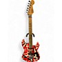 Used 2021 EVH Striped Series Frankie Red with Black and White Stripes Relic Solid Body Electric Guitar Red with Black and White Stripes Relic