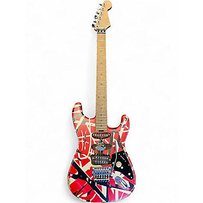 Used 2021 EVH Striped Series Frankie Red with Black and White Stripes Solid Body Electric Guitar