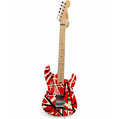 Used 2021 EVH Striped Series Red with Black and White Stripes Solid Body Electric Guitar