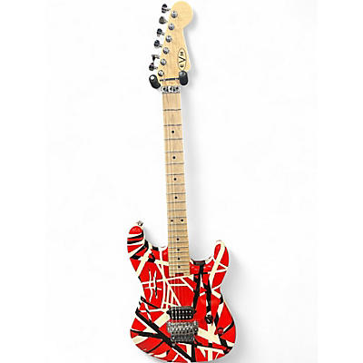 Used 2021 EVH Striped Series Red with Black and White Stripes Solid Body Electric Guitar