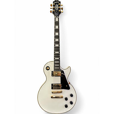 Used 2021 Epiphone Les Paul Custom Alpine White Solid Body Electric Guitar