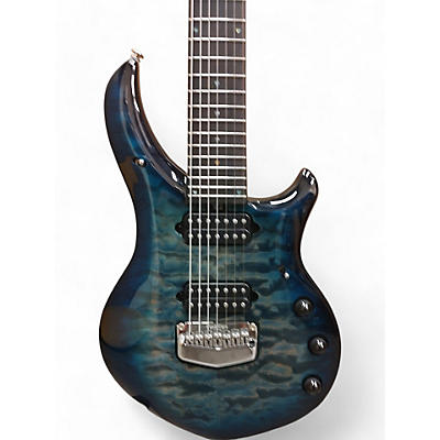 Ernie Ball Music Man Used 2021 Ernie Ball Music Man John Petrucci majesty 7 Aqua blue quilt top Solid Body Electric Guitar