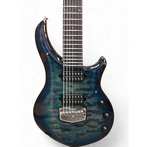 Ernie Ball Music Man Used 2021 Ernie Ball Music Man John Petrucci majesty 7 Aqua blue quilt top Solid Body Electric Guitar Aqua blue quilt top