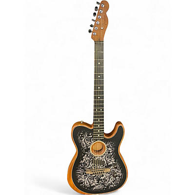 Used 2021 Fender American Acoustasonic Telecaster Black Acoustic Electric Guitar