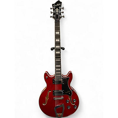 Used 2021 Hagstrom Alvar Candy Apple Red Hollow Body Electric Guitar