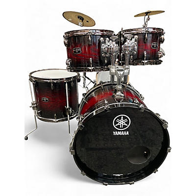 Yamaha Used 2021 Yamaha 4 Piece Live Hybrid Oak Red Magma Burst Drum Kit