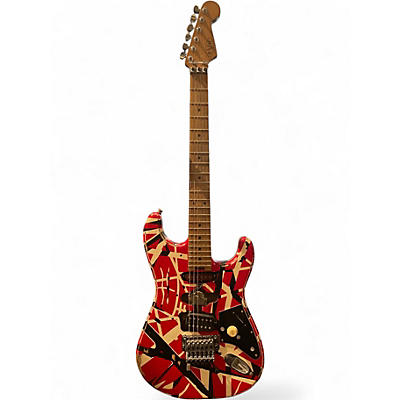 Used 2022 EVH Striped Series Frankie Red with Black and White Stripes Solid Body Electric Guitar