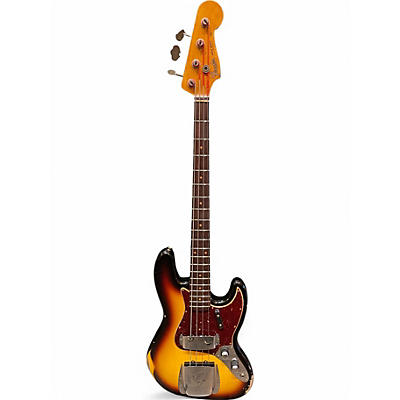 Used 2022 Fender 1962 Relic Jazz Bass 3 Color Sunburst Electric Bass Guitar