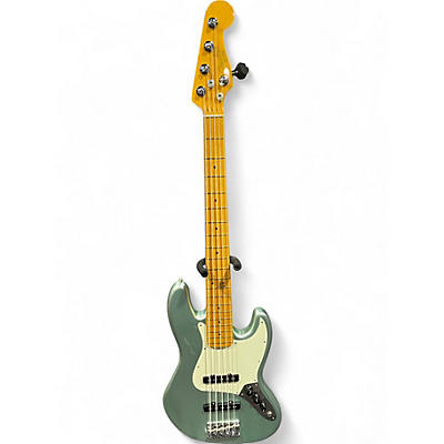 Used 2022 Fender AMERICAN PROFESSIONAL JAZZ V MYSTIC SURF GREEN Electric Bass Guitar