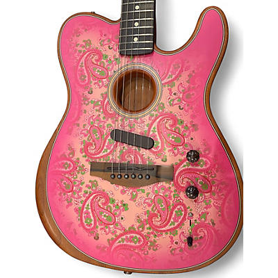 Used 2022 Fender American Acoustasonic Telecaster pink  Acoustic Electric Guitar