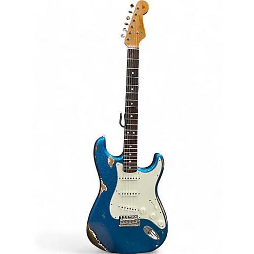 Fender Used 2022 Fender Custom Shop GC Tex Stratocaster Heavy elic Aged Olympic White - Candy Apple Red - Blue Flake Solid Body Electric Guitar Aged Olympic White - Candy Apple Red - Blue Flake