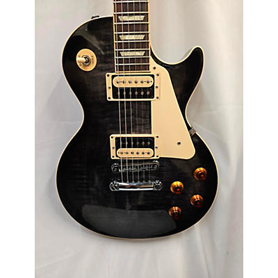 Gibson Used 2022 Gibson Les Paul Traditional Pro V Flame Top Transparent Ebony Burst Solid Body Electric Guitar