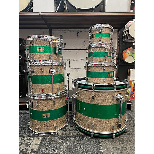 Pork Pie USA Used 2022 Pork Pie USA 7 piece CUSTOM B20 GREEN SPARKLE BAND Drum Kit B20 GREEN SPARKLE BAND