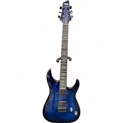 Used 2022 Schecter Guitar Research Omen Elite Blue Burst Solid Body Electric Guitar