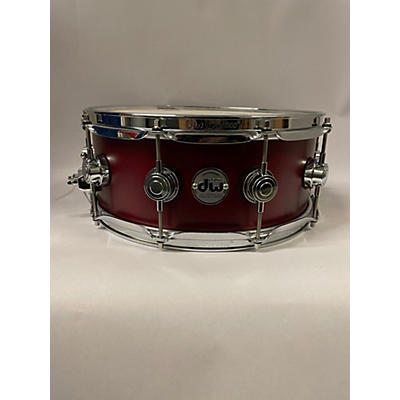 DW Used 2023 DW 5.5X14 Collector's Edge Series Finish Ply Snare Drum Satin Red