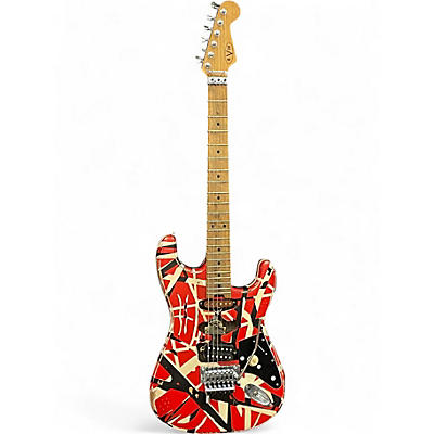 Used 2023 EVH Striped Series Frankie Red with Black and White Stripes Solid Body Electric Guitar