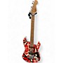 Used 2023 EVH Striped Series Frankie Red with Black and White Stripes Solid Body Electric Guitar Red with Black and White Stripes