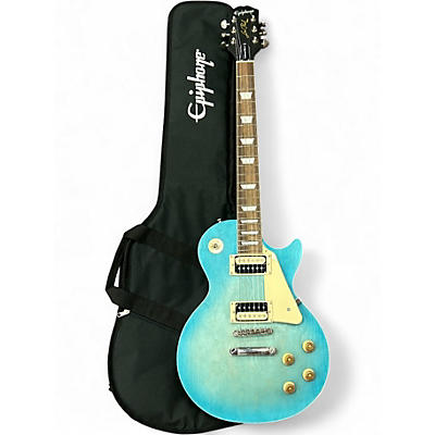 Used 2023 Epiphone Les Paul Traditional Pro IV Worn Pacific Blue Solid Body Electric Guitar