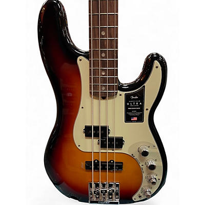 Used 2023 Fender American Ultra Precision Bass 3 Tone Sunburst Electric Bass Guitar