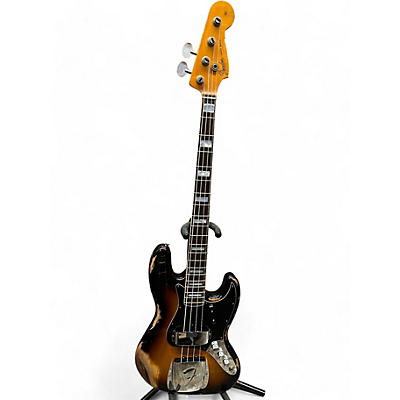 Fender Used 2023 Fender LTD Custom 64' Jazz Bass Heavy Relic Faded Aged 3 Tone Sunburst Electric Bass Guitar