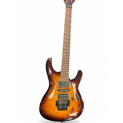 Used 2023 Ibanez S67QM DRAGONS EYE BURST Solid Body Electric Guitar