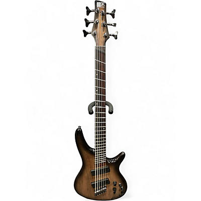 Used 2023 Ibanez SRC6MS 6-String Multi-Scale Electric Bass Black Stained Burst Solid Body Electric Guitar