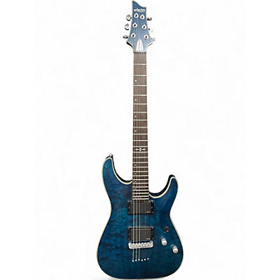 Used 2023 Schecter Guitar Research C1 Platinum Trans Blue Solid Body Electric Guitar