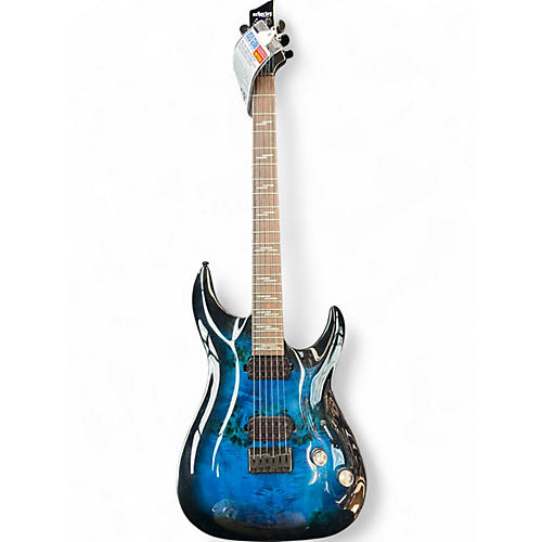 Used 2023 Schecter Guitar Research Omen Extreme 6 Blue Burst Solid Body Electric Guitar Blue Burst