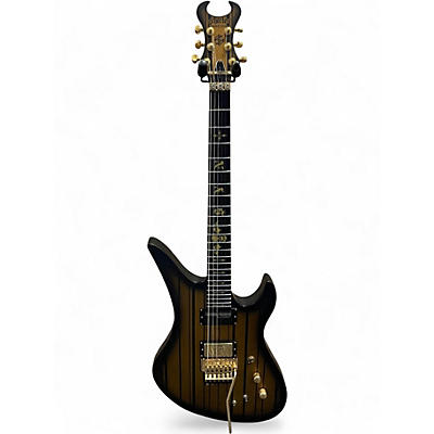Used 2023 Schecter Guitar Research Synyster Gates Signature Custom S Black and Gold Solid Body Electric Guitar