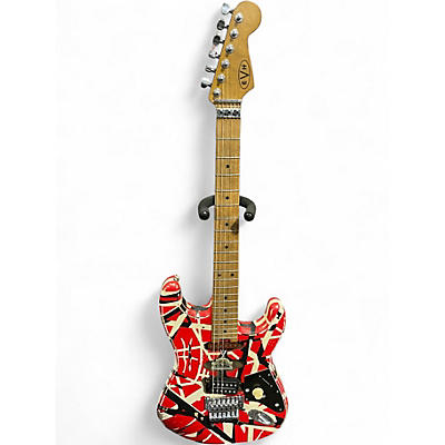 Used 2024 EVH Striped Series Frankie Red with Black and White Stripes RELIC Solid Body Electric Guitar