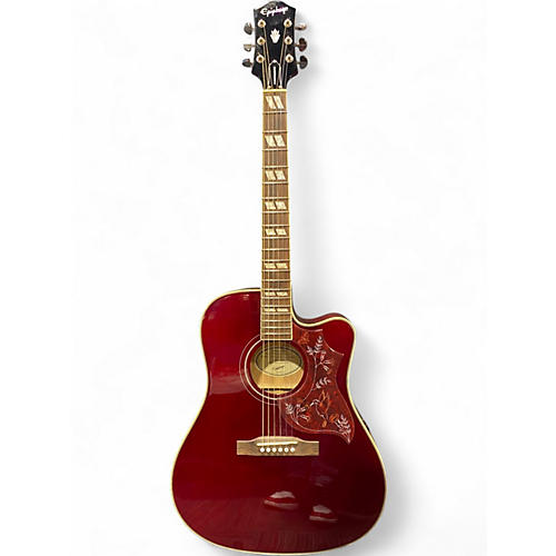 Used 2024 Epiphone Humminbird ec Wine Red Acoustic Electric Guitar Wine Red