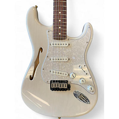 Used 2024 Fender AMERICAN PROFESSIONAL II THINLINE STRATOCASTER White Blonde Hollow Body Electric Guitar