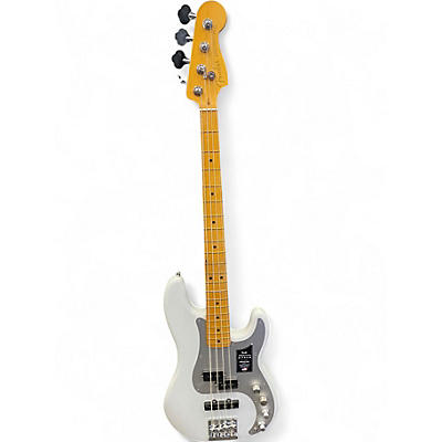 Used 2024 Fender American Ultra II Precision Bass White Electric Bass Guitar