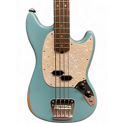 Used 2024 Fender Justin Meldal-Johnsen Road Worn Mustang Electric Bass Daphne Blue Electric Bass Guitar