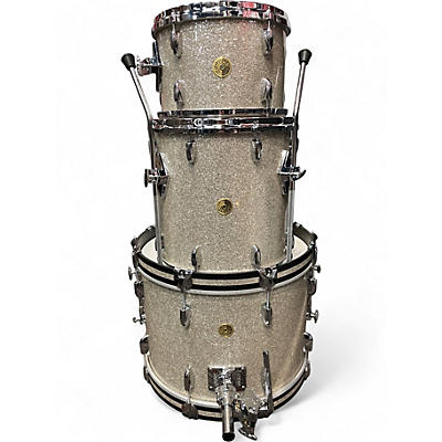 Used 2024 Gretsch Drums 3 Piece USA Custom Silver Glass Drum Kit